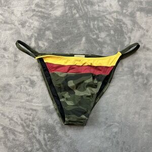 Triya Bikini Bottom Womens Large Camo Yellow Red Camouflage Brazil Swimwear New‎